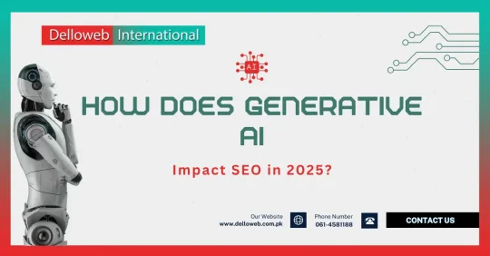 Infographic illustrating the effects of generative AI on SEO practices and outcomes in 2025, highlighting major changes.