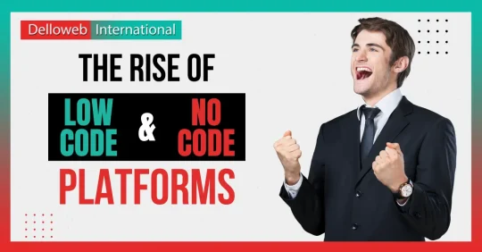 Illustration depicting the growth of low code and no code platforms in software development and innovation.